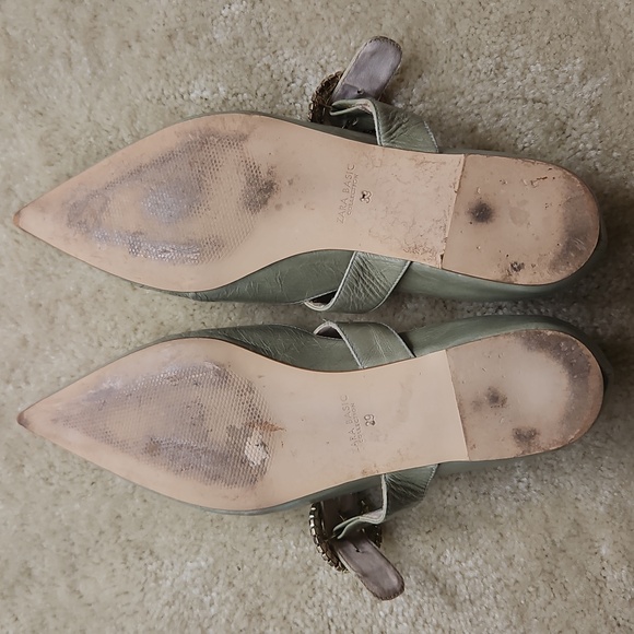 Zara Sz 39 Elegant Green Mary Jane Shoes - Picture 2 of 3